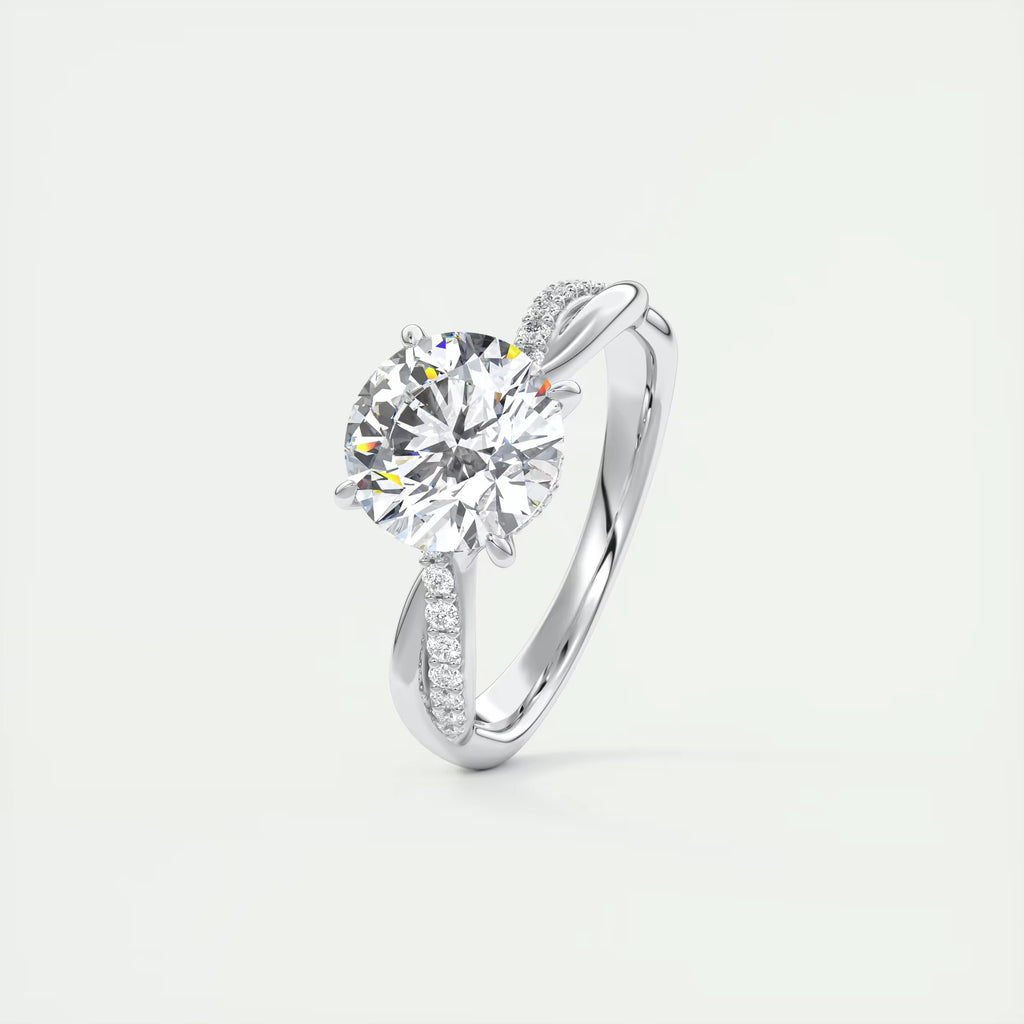 2.15 Ct The Knot Pave Round Interwoven Solitaire Rings