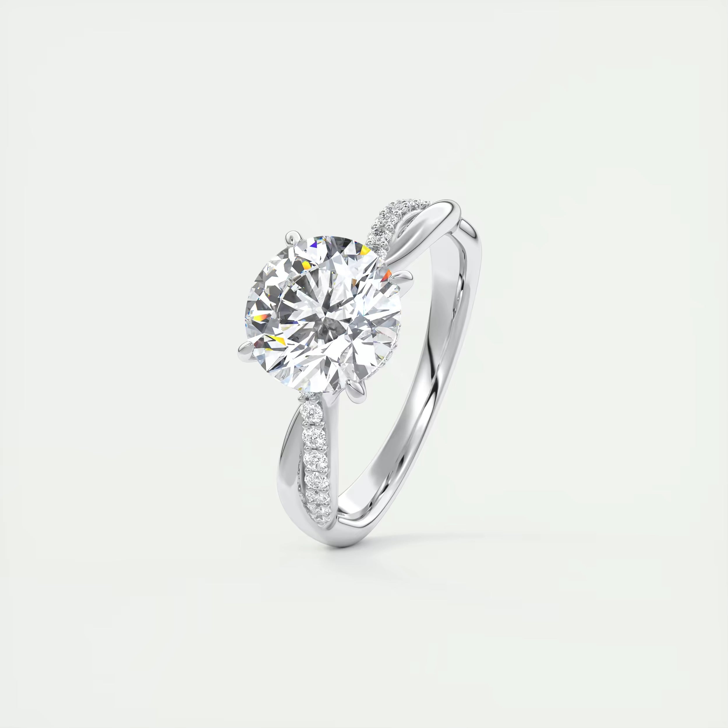 2.15 Ct The Knot Pave Round Interwoven Solitaire Rings