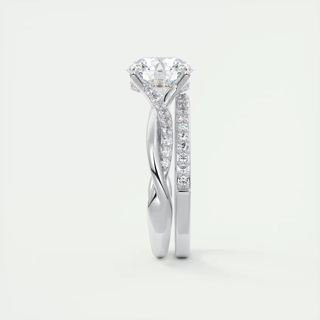 2.15 Ct The Knot Pave Round Interwoven Solitaire Rings