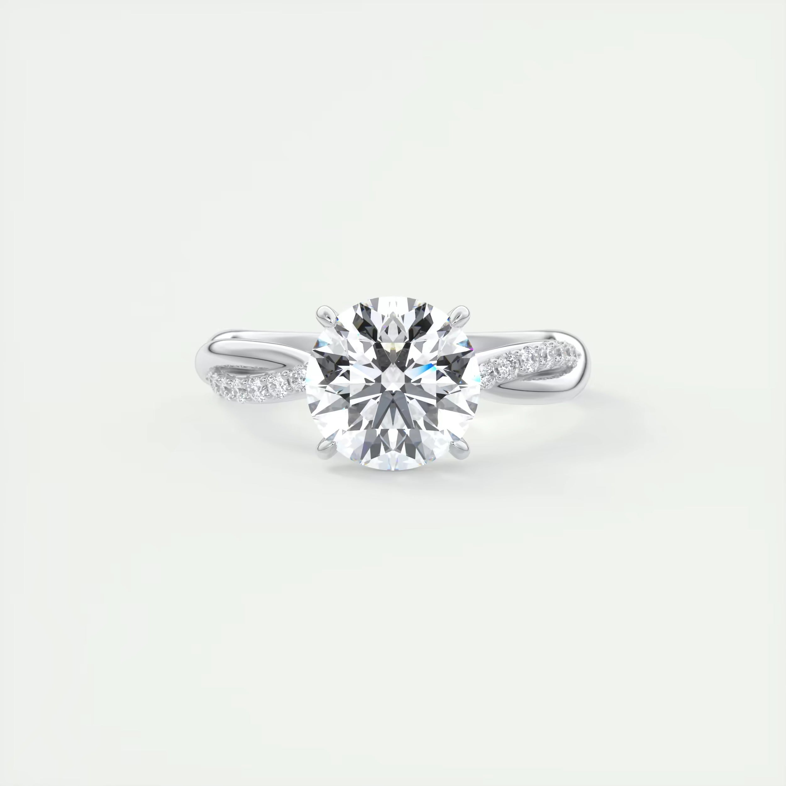 2.15 Ct The Knot Pave Round Interwoven Solitaire Rings