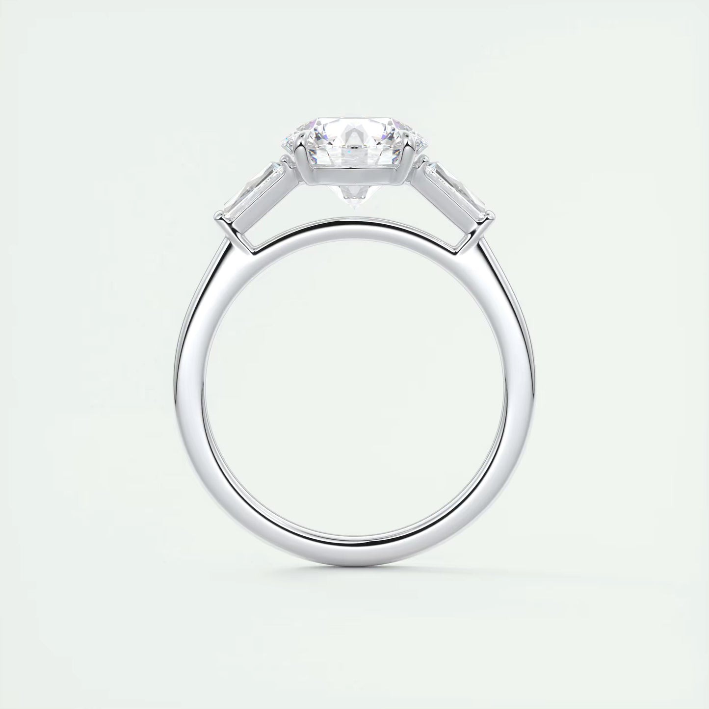 6-7 GM Round Tapered Baguettes Diamond Solitaire Ring Engagement Ring