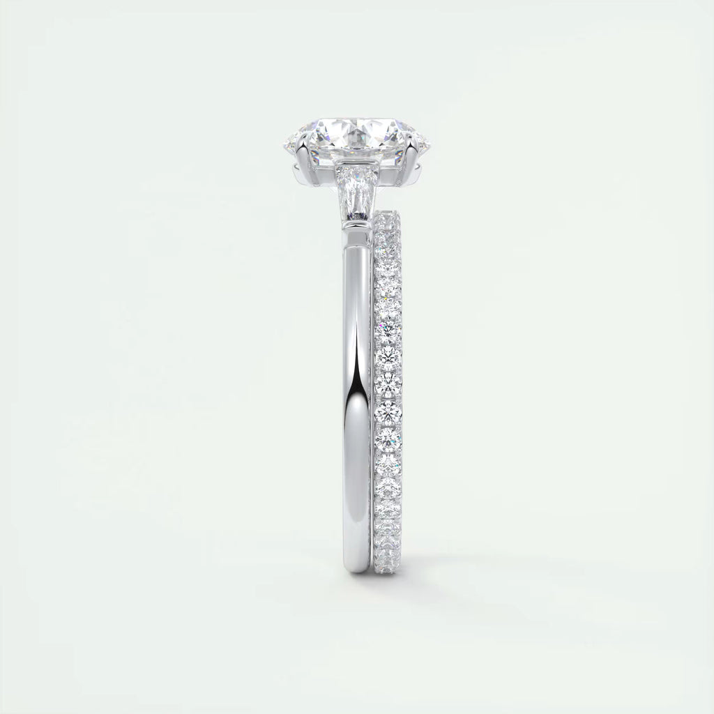 2.50Ct  Round Tapered Baguettes Diamond Solitaire Ring Engagement Ring