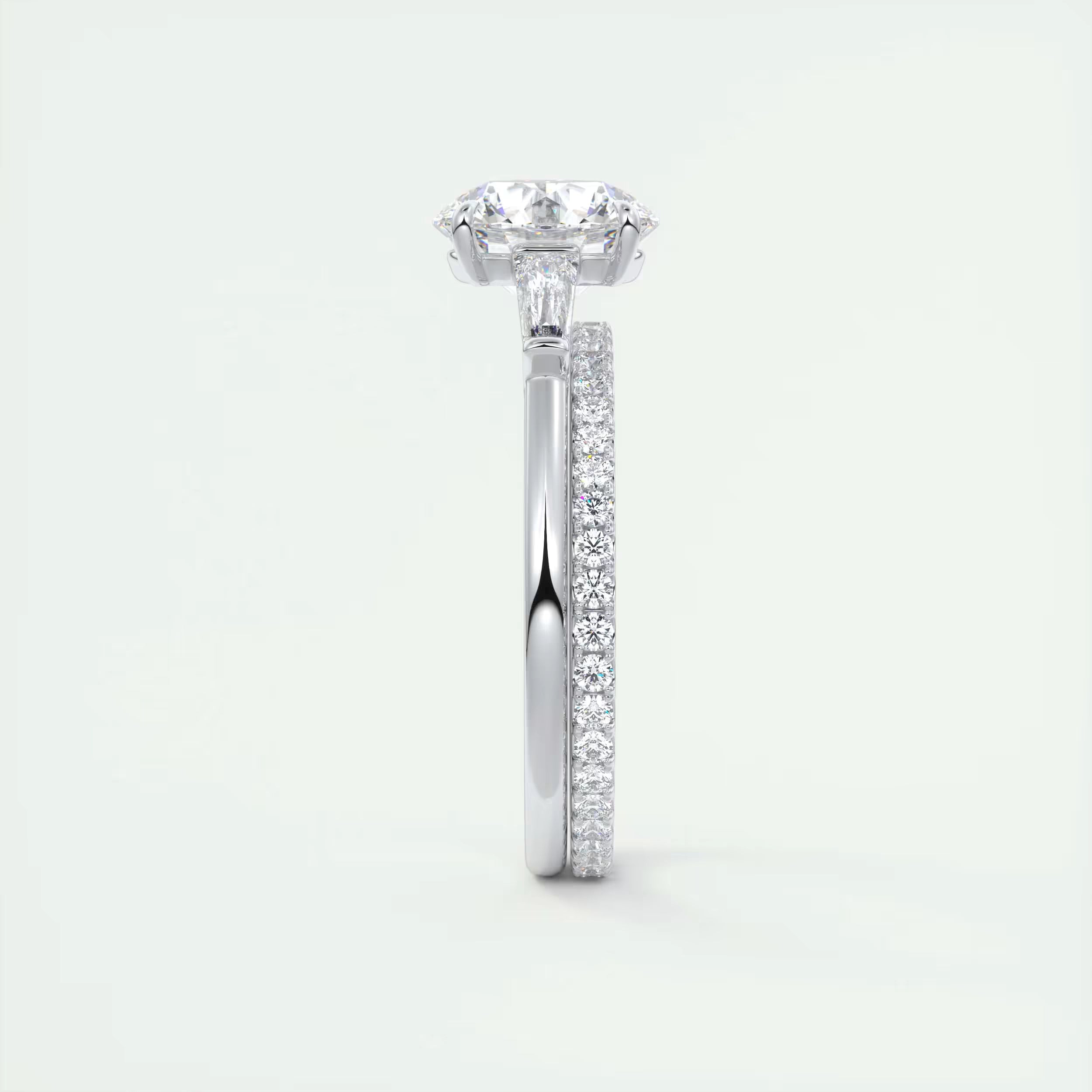 2.50Ct  Round Tapered Baguettes Diamond Solitaire Ring Engagement Ring