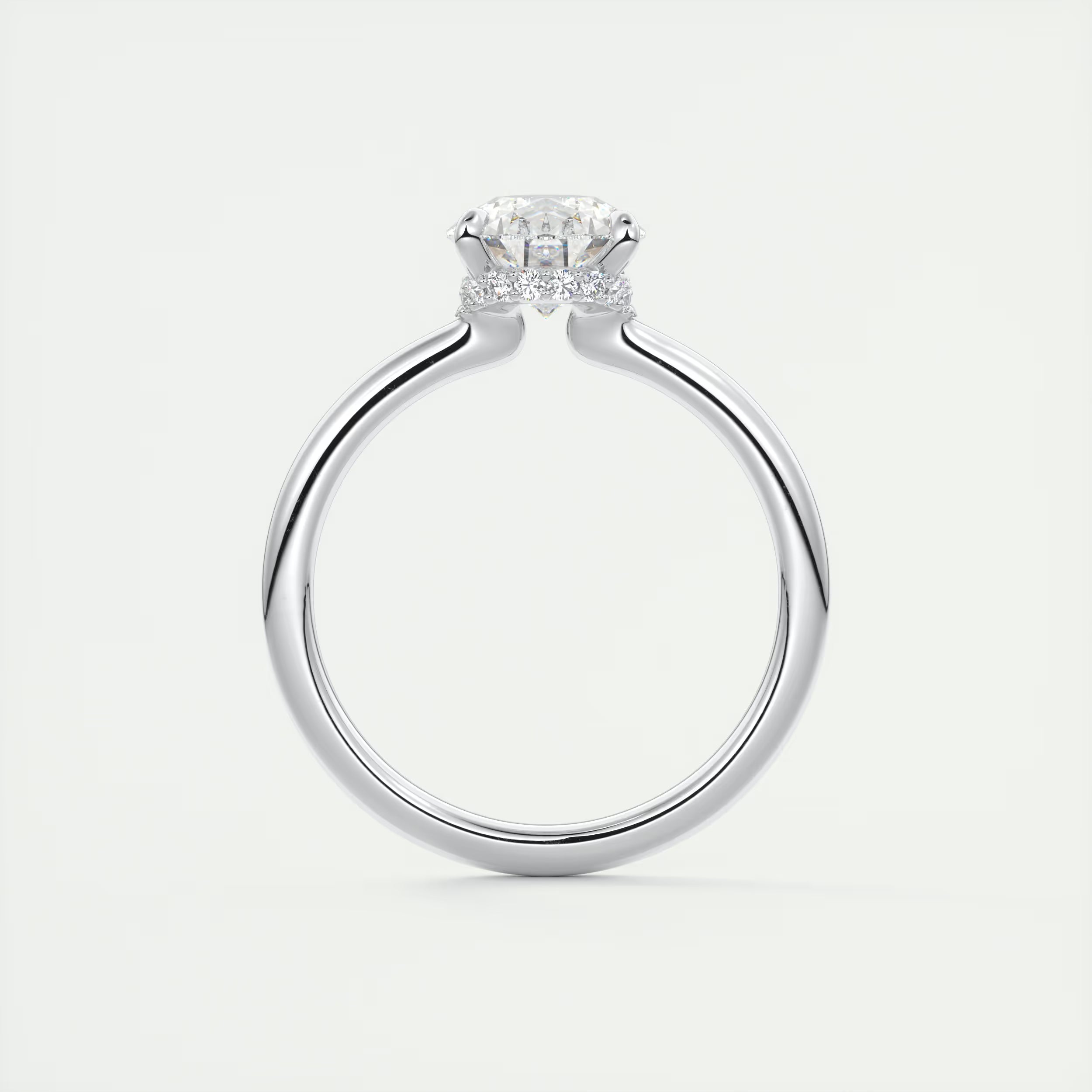 2.10 Ct Plunge Hidden Halo Center Stone Pear & Side Stone Round- Low Profile with Diamond Details Engagement Rings