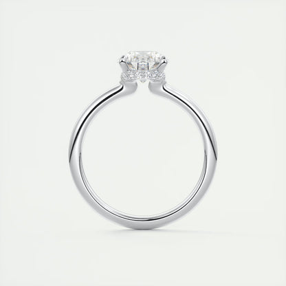 2.10 Ct Plunge Hidden Halo Pear - Low Profile with Diamond Details Engagement Rings