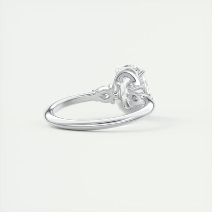 2.25 Ct Plunge Oval & Pears Three Stone Engagement Rings