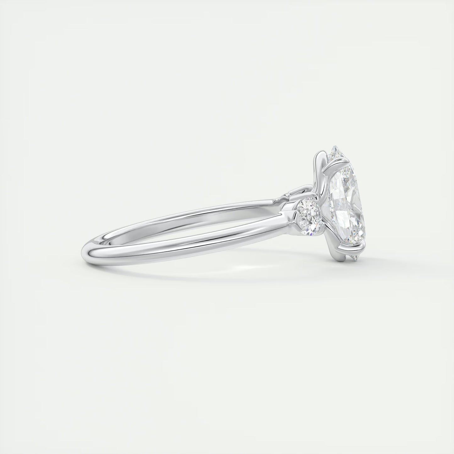 2.25 Ct Plunge Oval & Pears Three Stone Engagement Rings
