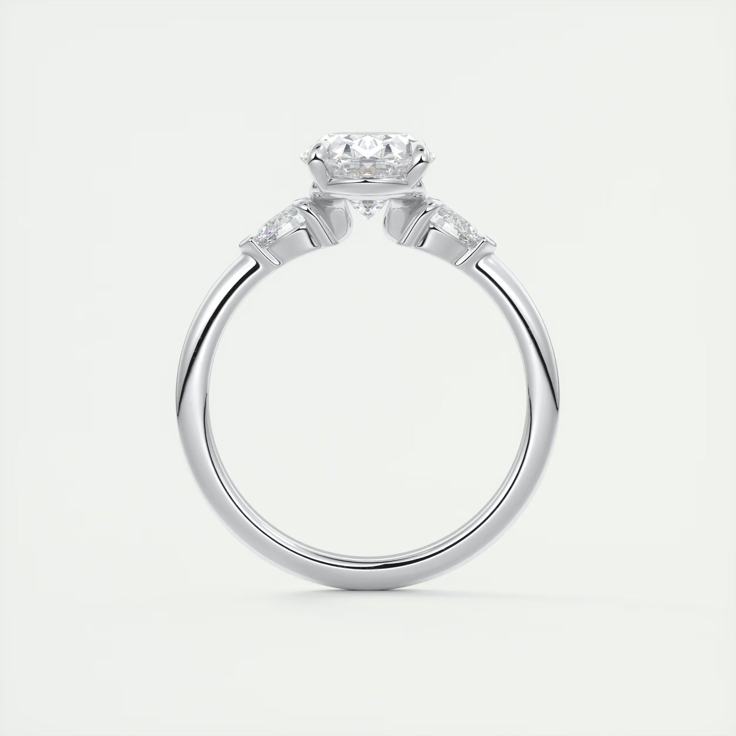 2.25 Ct Plunge Oval & Pears Three Stone Engagement Rings
