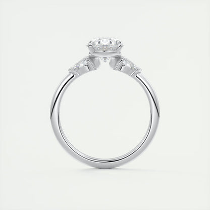 2.25 Ct Plunge Oval & Pears Three Stone Engagement Rings