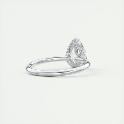 2.10 Ct Plunge Hidden Halo Pear - Low Profile with Diamond Details Engagement Rings