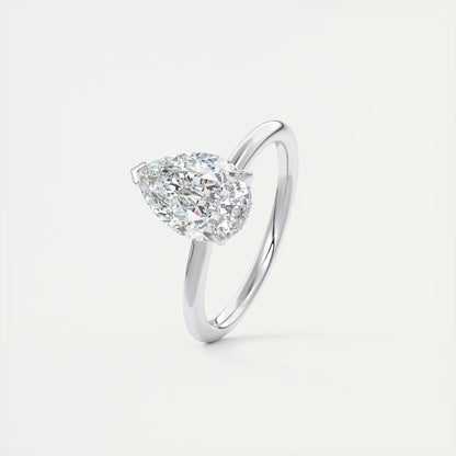 2.10 Ct Plunge Hidden Halo Pear - Low Profile with Diamond Details Engagement Rings