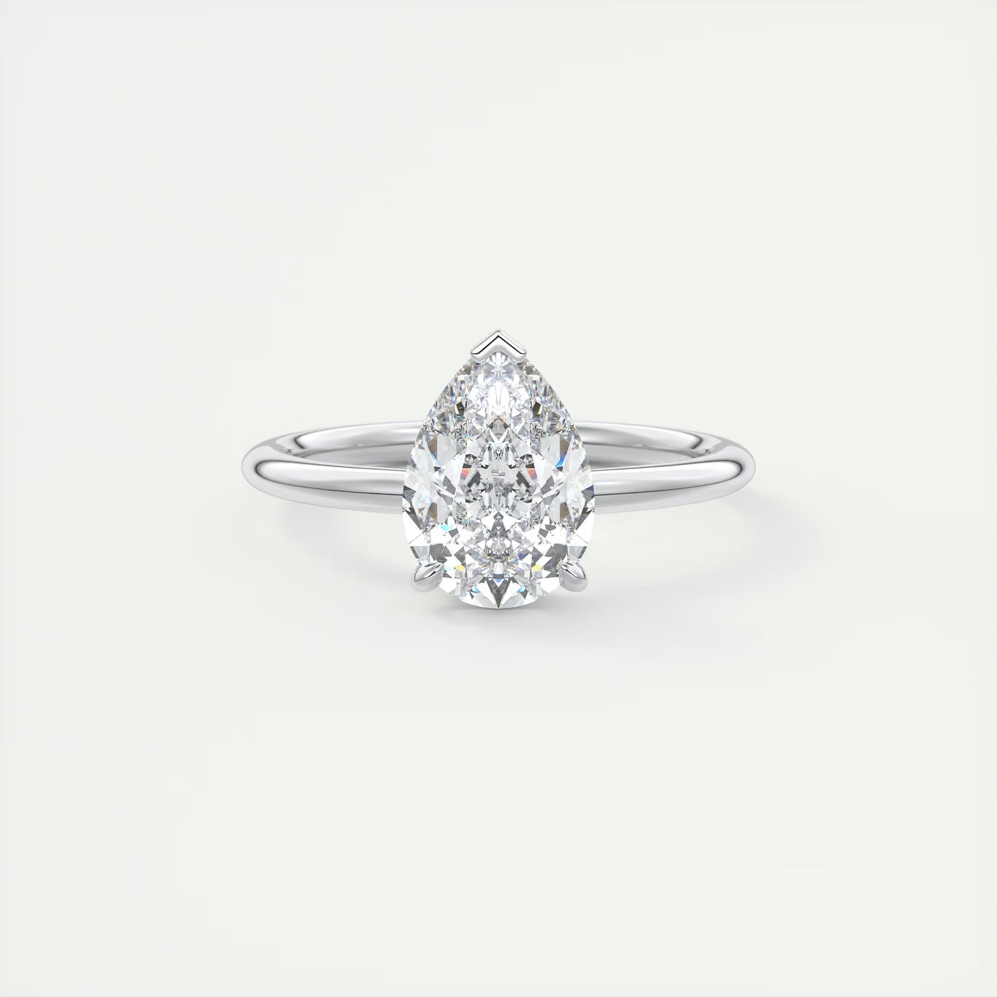 2.10 Ct Plunge Hidden Halo Pear - Low Profile with Diamond Details Engagement Rings