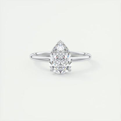 2.10 Ct Plunge Hidden Halo Pear - Low Profile with Diamond Details Engagement Rings