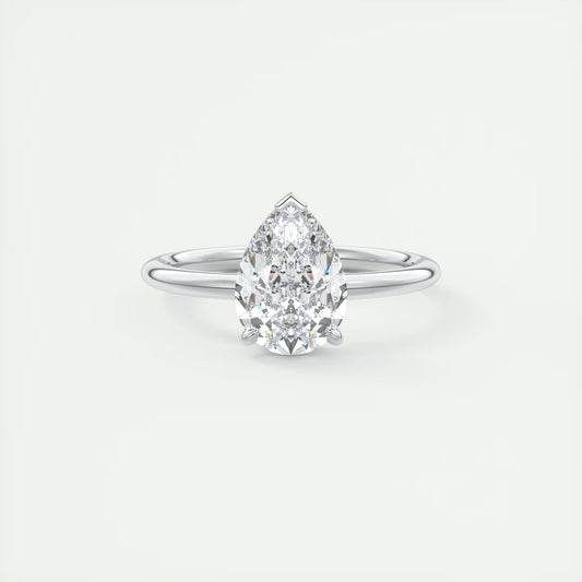 2.10 Ct Plunge Hidden Halo Pear - Low Profile with Diamond Details Engagement Rings
