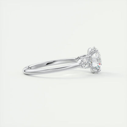 2.25 Ct Plunge Round & Pears Three Stone Engagement Rings