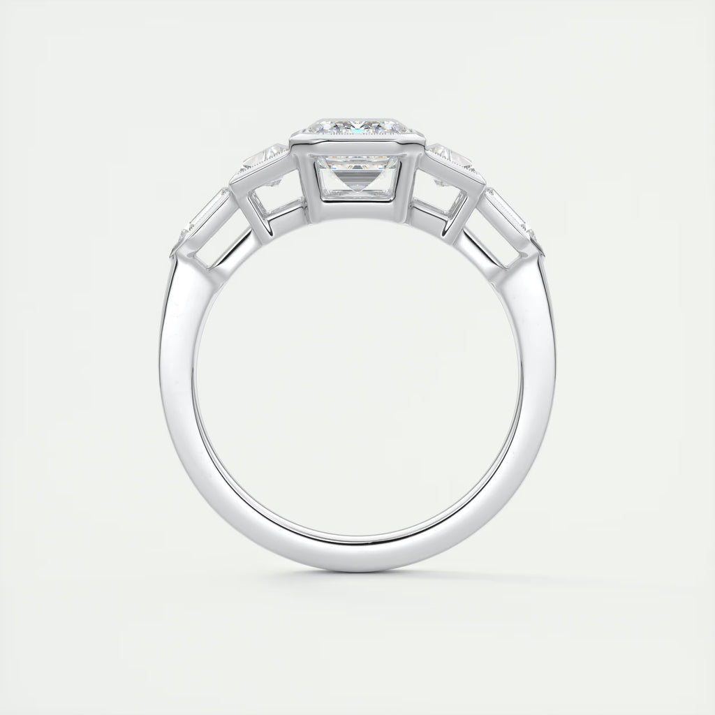 2.16 Ct The Deco Center Stone Emerald - The Deco Five Stone Ring Engagement Rings