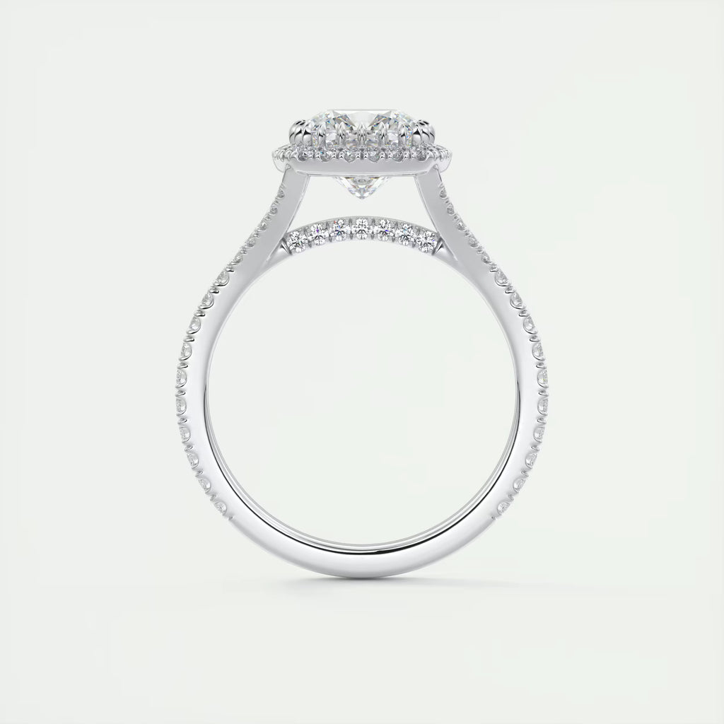 2.50 Ct The French Halo Cushion Cut Diamond with Miniature Prongs  french pavé Ring
