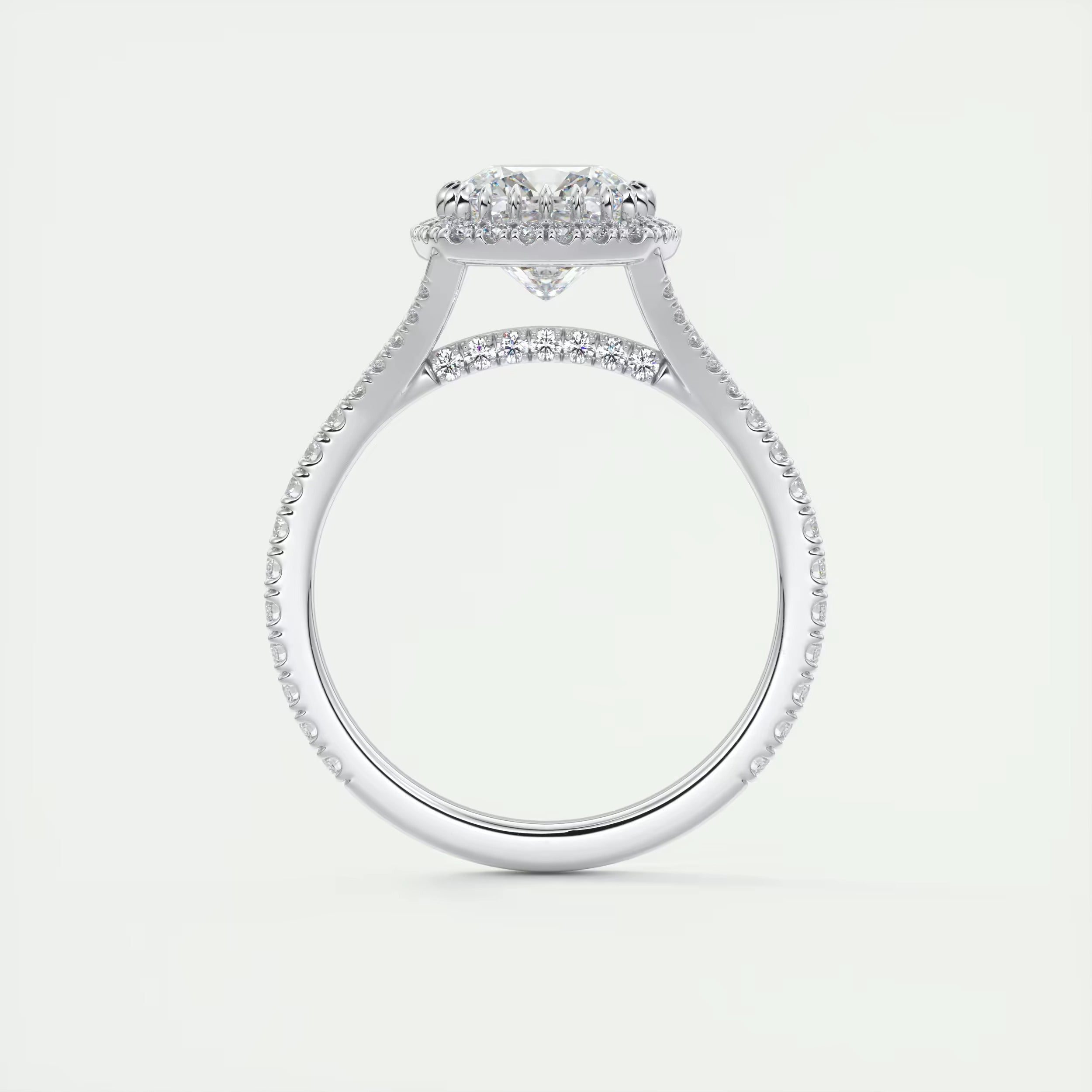 2.50 Ct The French Halo Cushion Cut Diamond with Miniature Prongs  french pavé Ring
