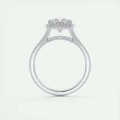 2.50 Ct The French Halo Cushion Cut Diamond with Miniature Prongs  french pavé Ring