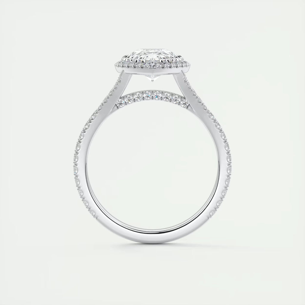 2.70 Ct The French Halo Center Stone Pear & Side Stone Round Cut Diamond with Miniature Prongs Ring