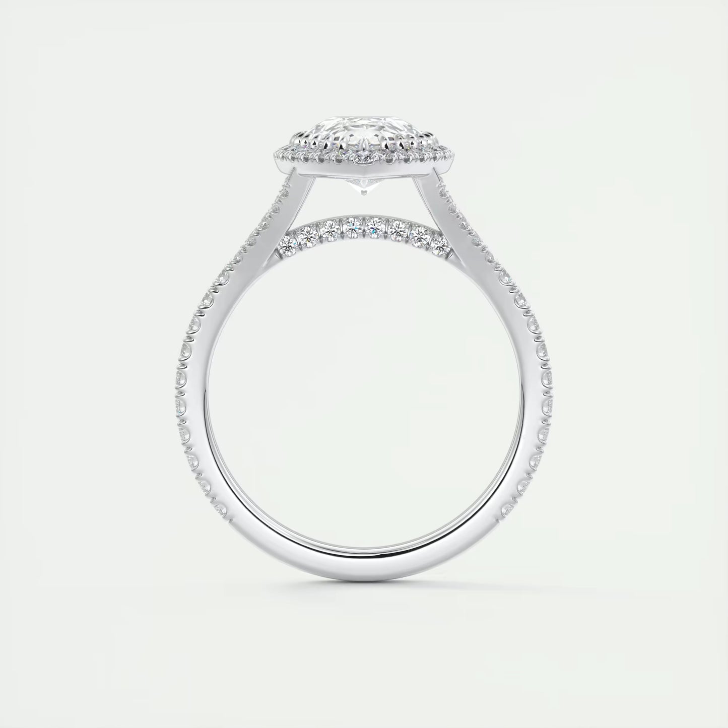 2.70 Ct The French Halo Pear Cut Diamond with Miniature Prongs Ring