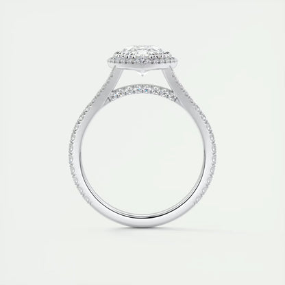 2.70 Ct The French Halo Pear Cut Diamond with Miniature Prongs Ring