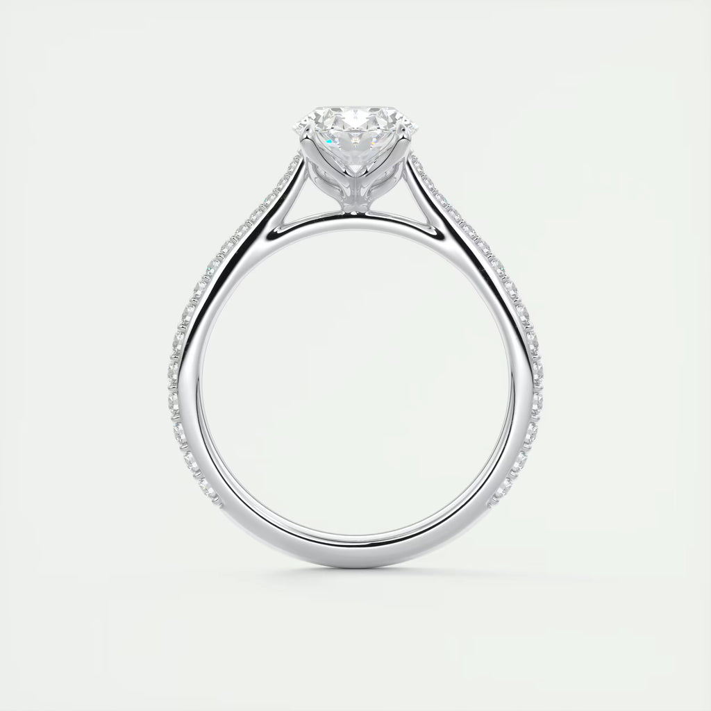 1.85 Ct Cathedral Royale Pavé Center Stone Oval Floral Solitaire Ring