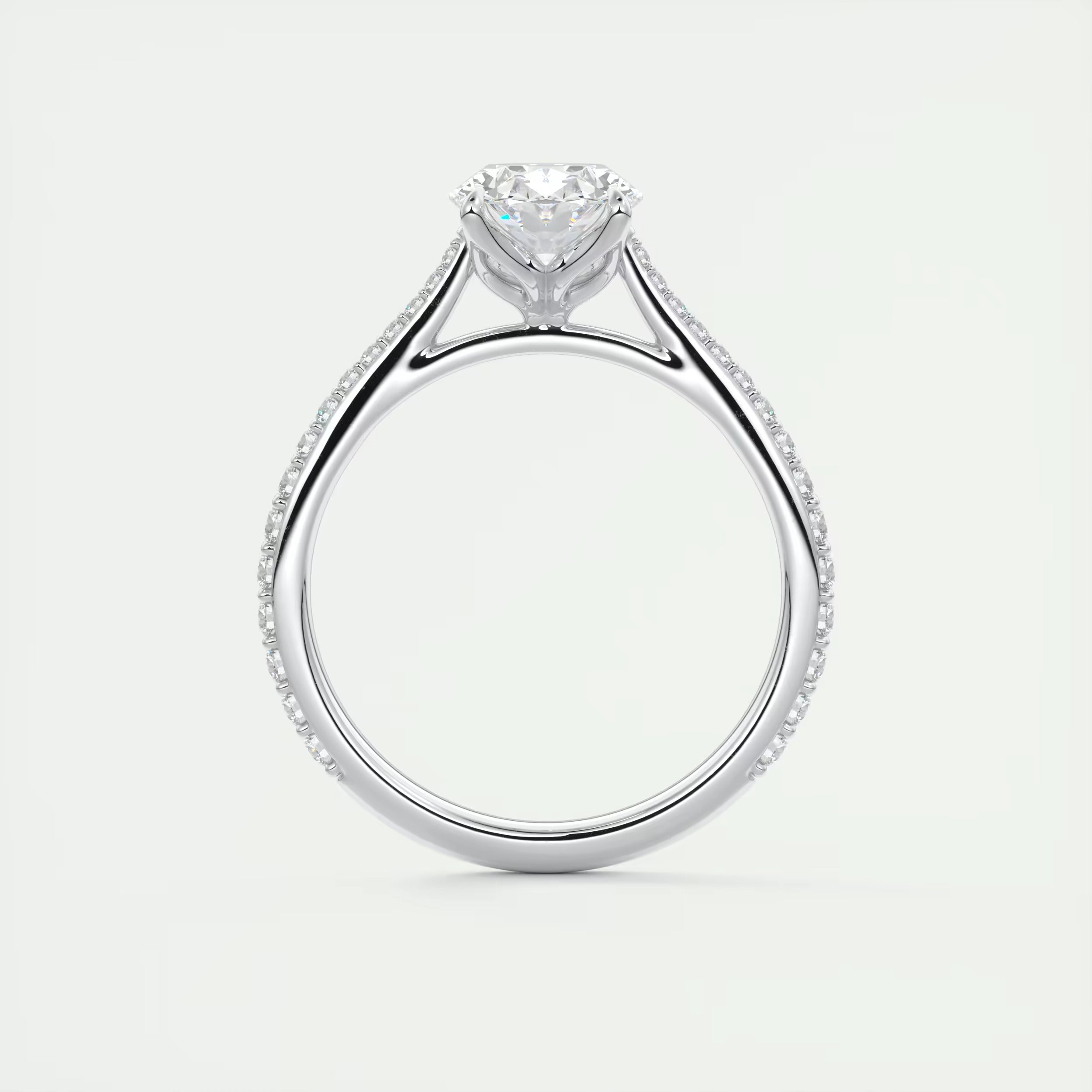 1.85 Ct Cathedral Royale Pavé Center Stone Oval Floral Solitaire Ring