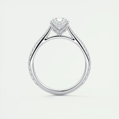 1.85 Ct Cathedral Royale Pavé Oval Floral Solitaire Ring