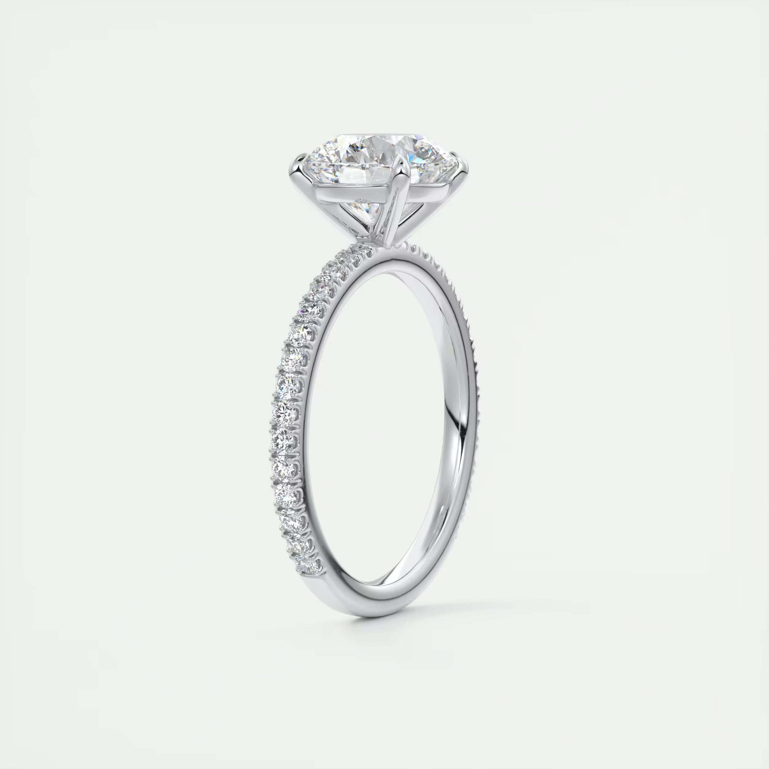 2.25 Ct Harper Classic Pavé Round Solitaire Pavé Setting Rings