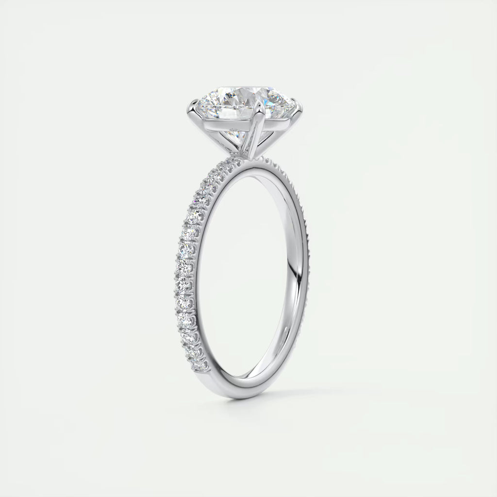 2.50 Ct Round Solitaire Ring with 3/4 French Set Pave Engagement Rings