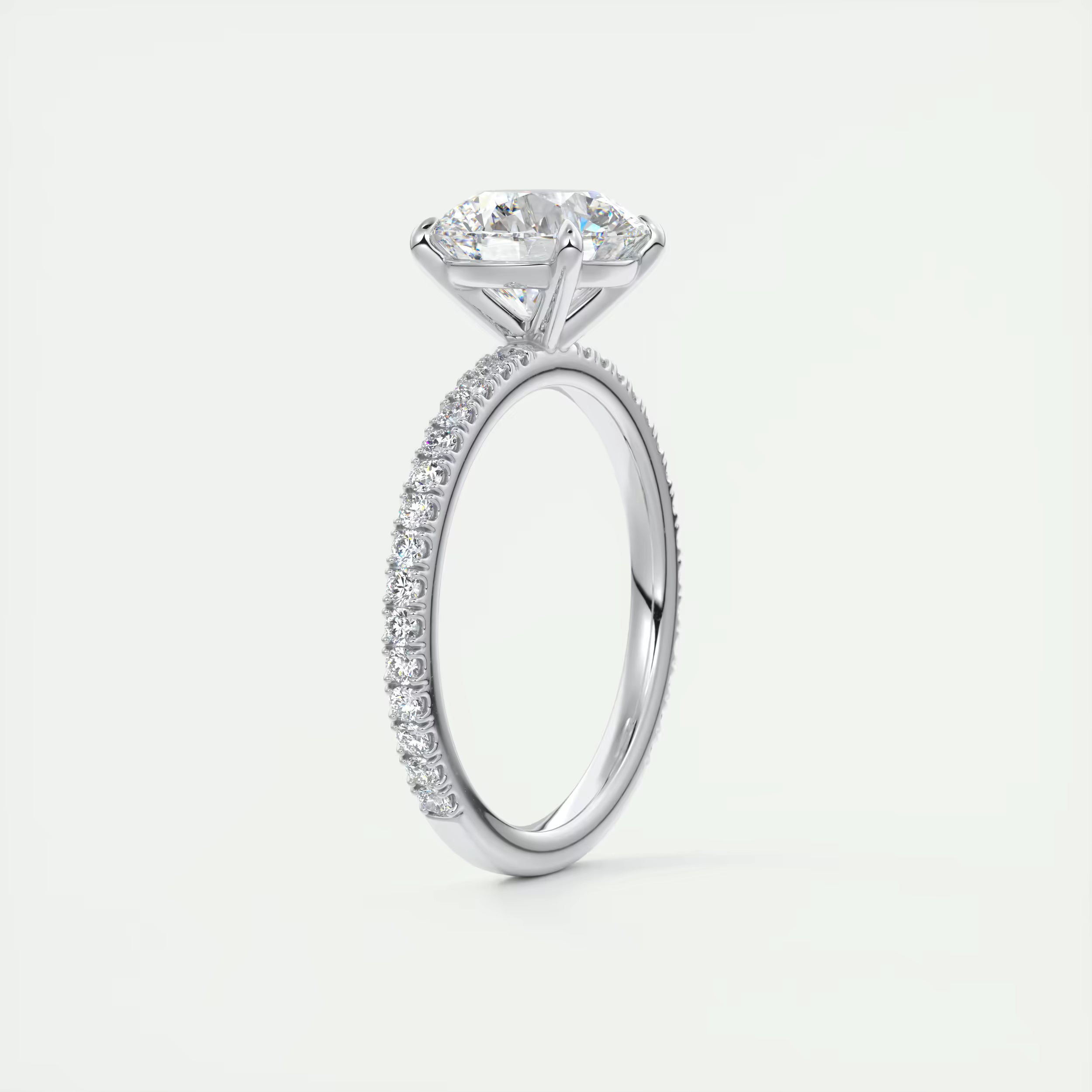 2.50 Ct Round Solitaire Ring with 3/4 French Set Pave Engagement Rings