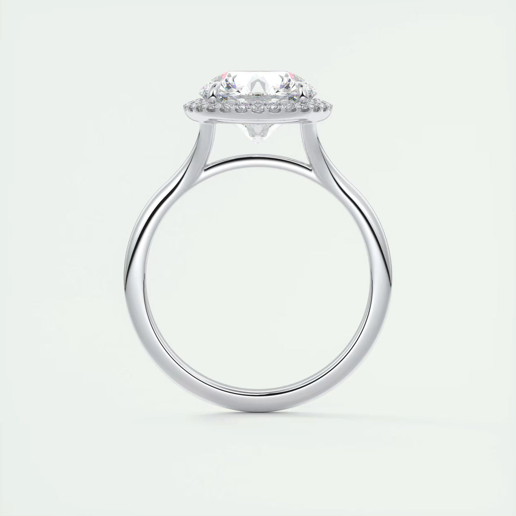 2.15 Ct The Breezy Halo Round Center with French Set Halo Rings