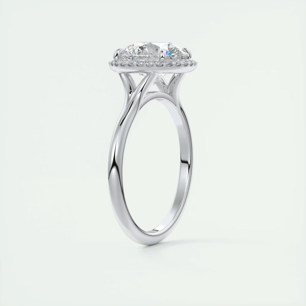 2.15 Ct The Breezy Halo Round Center with French Set Halo Rings