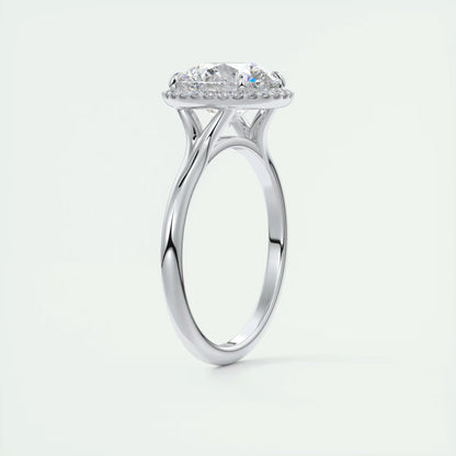 2.15 Ct The Breezy Halo Round Center with French Set Halo Ring