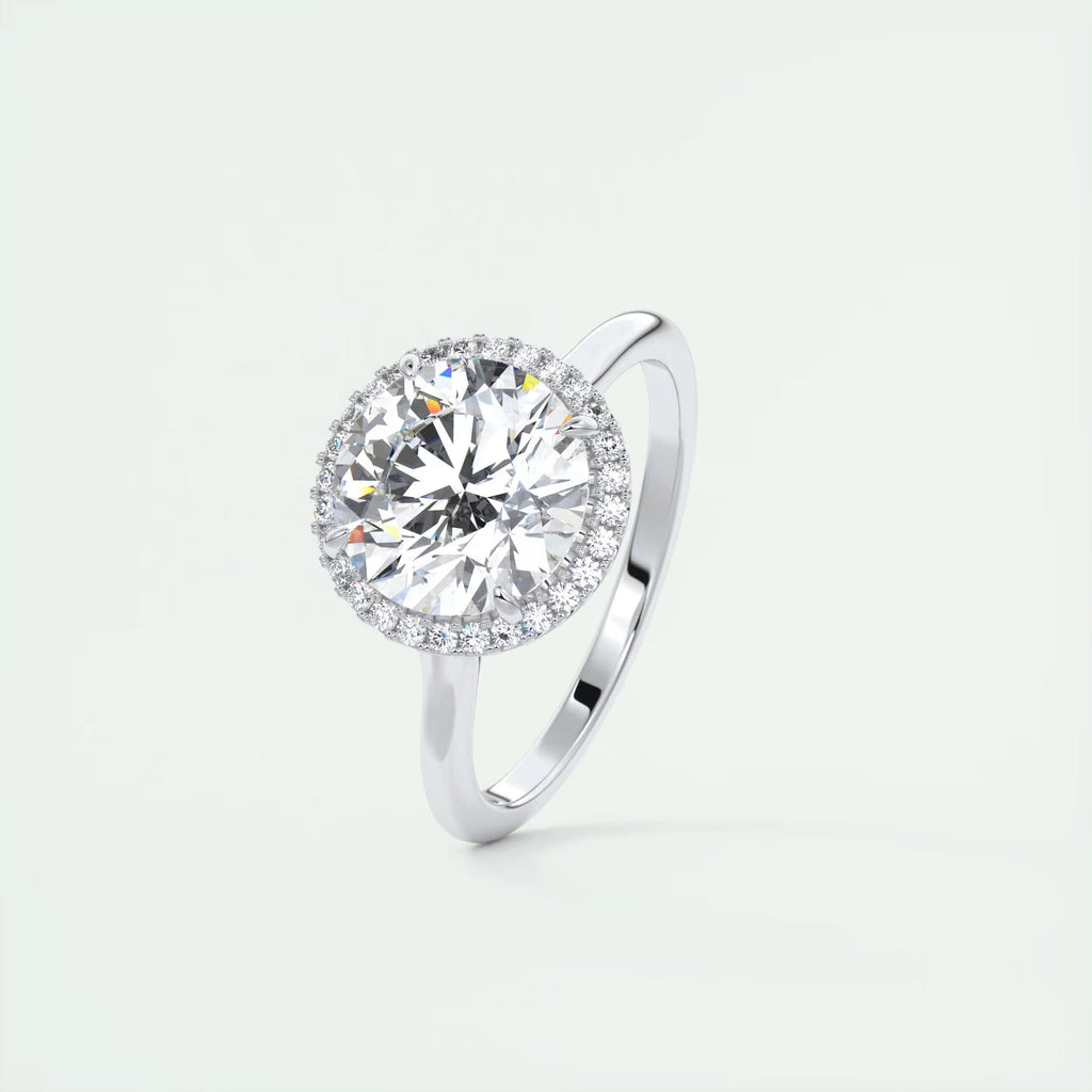 2.15 Ct The Breezy Halo Round Center with French Set Halo Rings