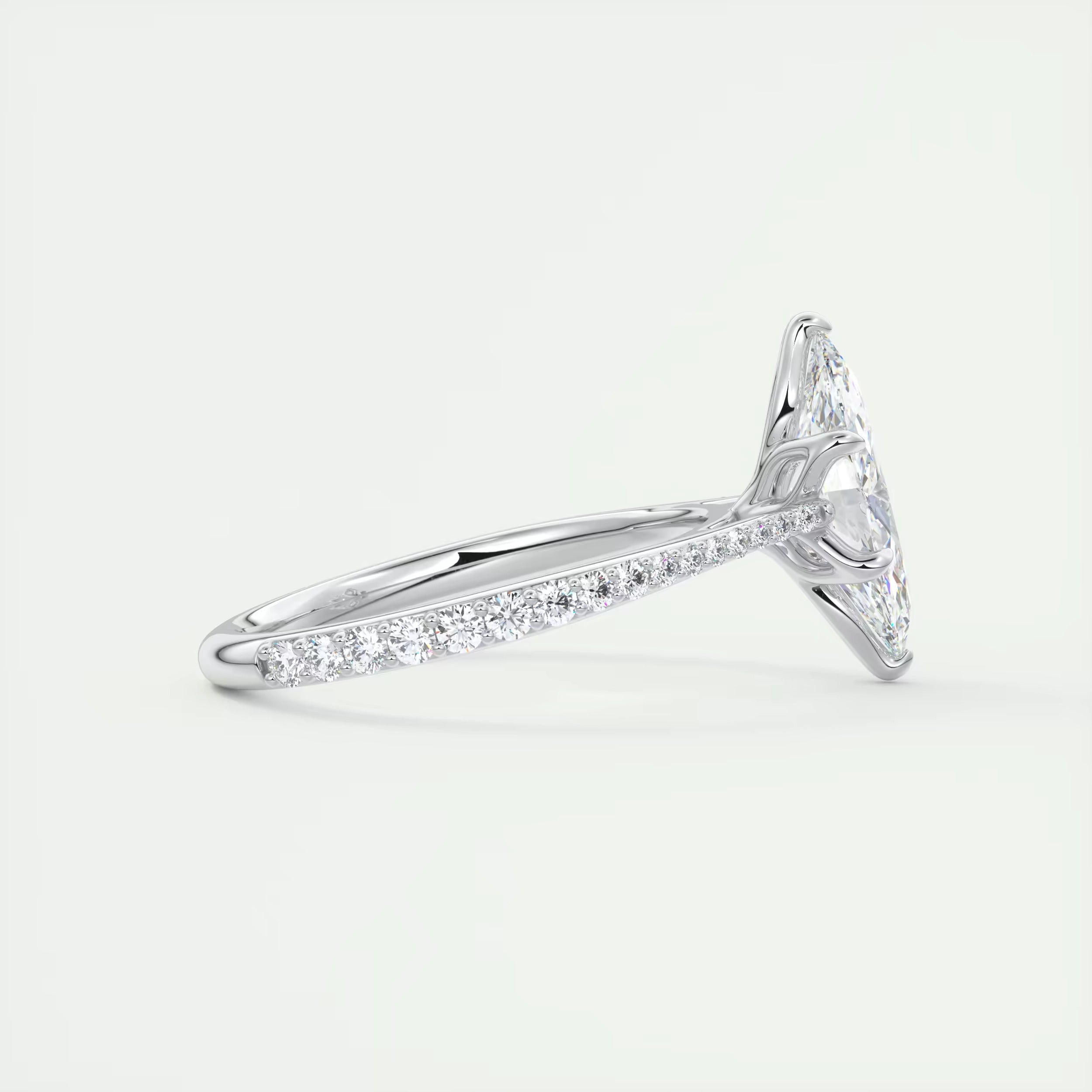 1.85 Ct Cathedral Royale Pavé Marquise Floral Flush Stacking Pave Cathedral six prong Ring