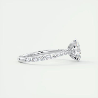 1.85 Ct Cathedral Royale Pavé Oval Floral Solitaire Ring