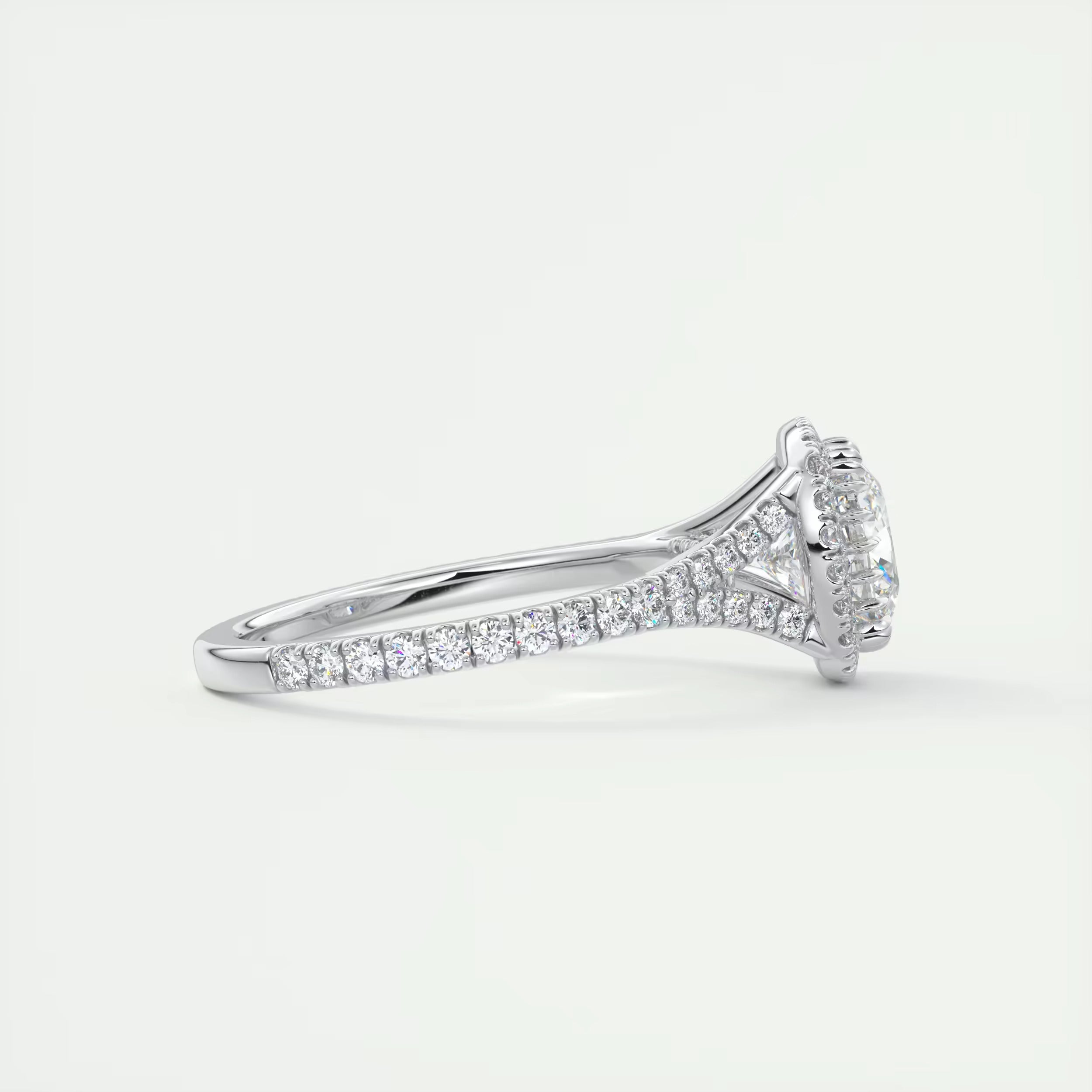 2.50 Ct The French Halo Cushion Cut Diamond with Miniature Prongs  french pavé Ring