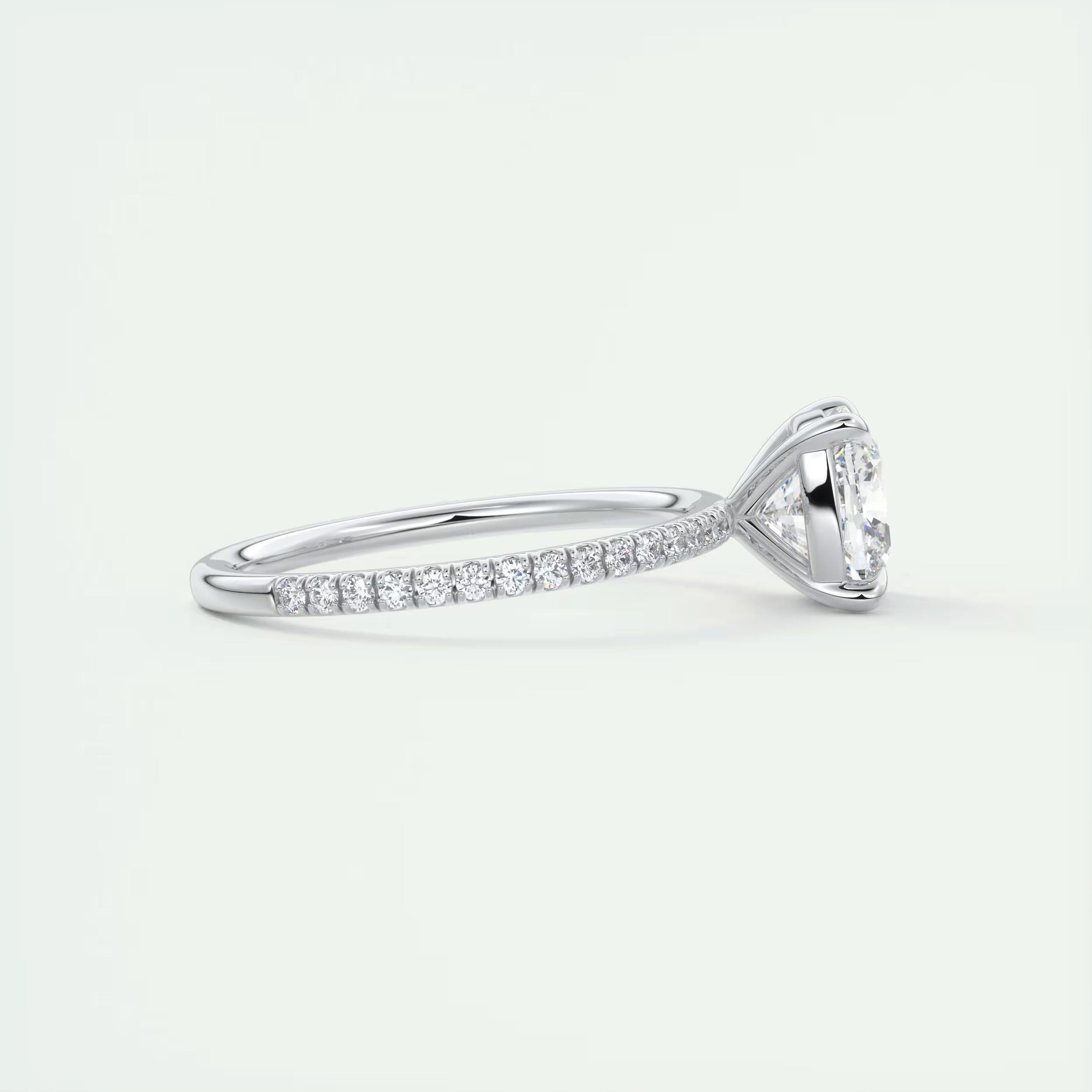 2.25 Ct Harper Pavé Center Stone Cushion with 1.5mm French Set Pavé Ring