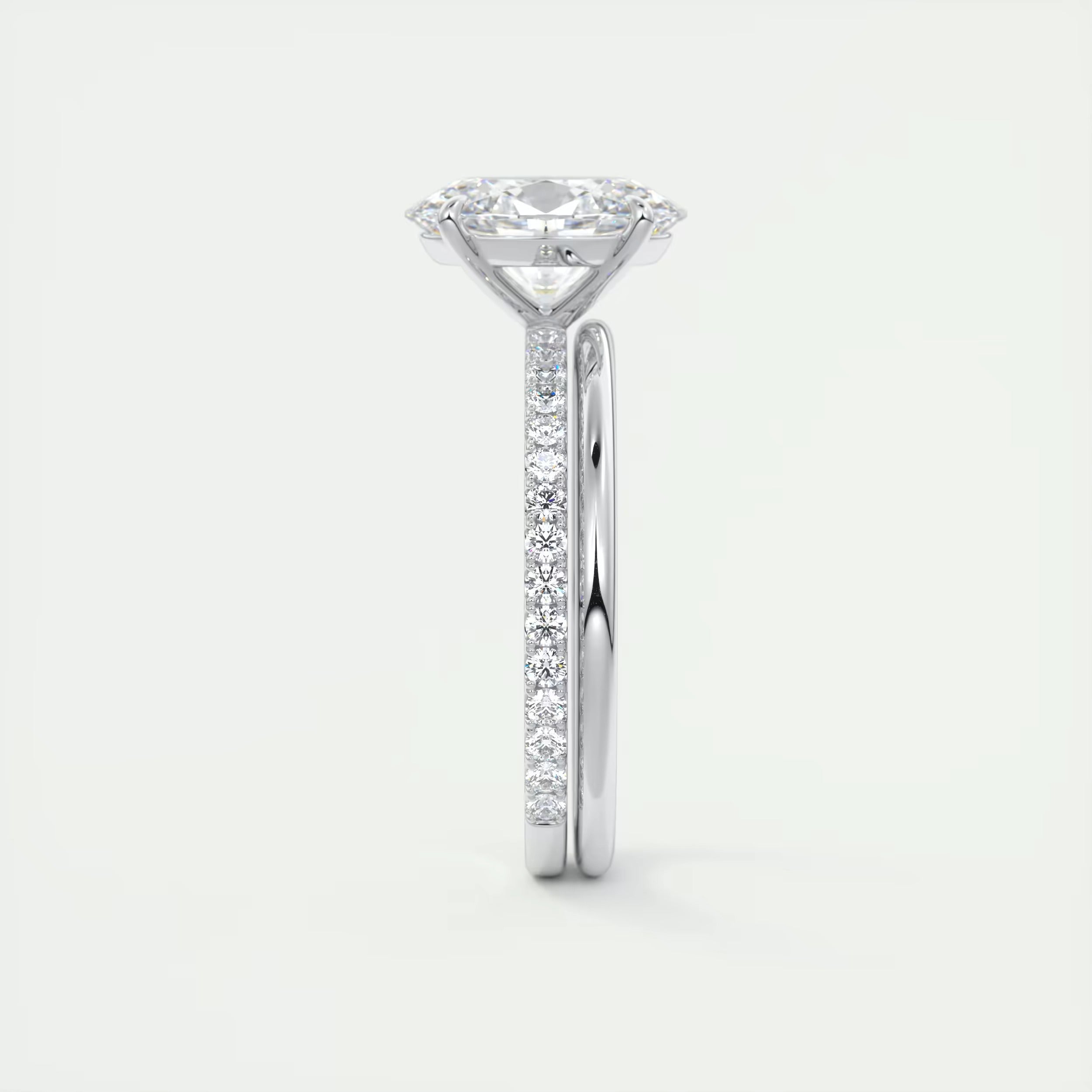 2.25 Ct Harper Pavé Oval  Center with 1.5mm French Set Pavé Ring