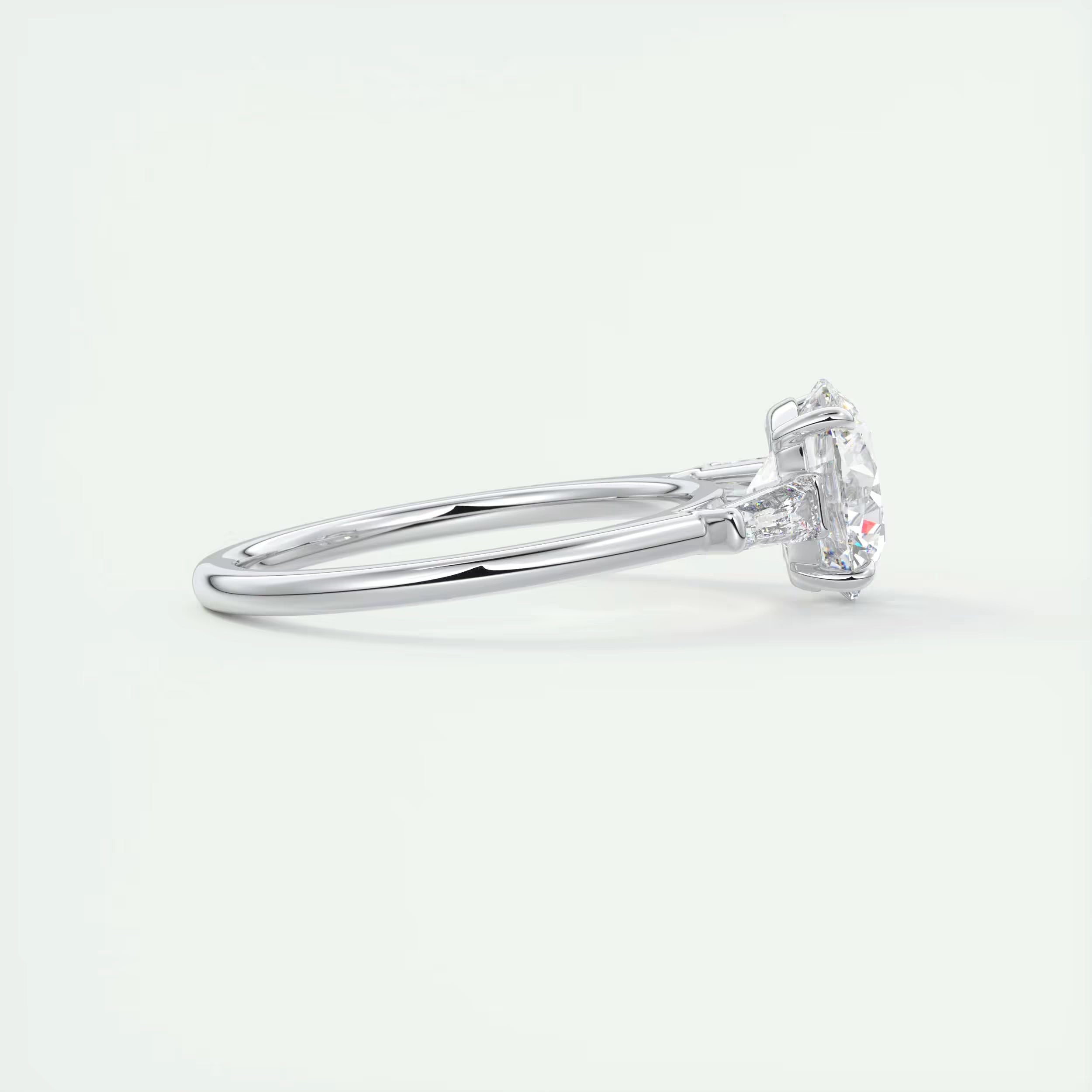 2.50Ct  Round Tapered Baguettes Diamond Solitaire Ring Engagement Ring