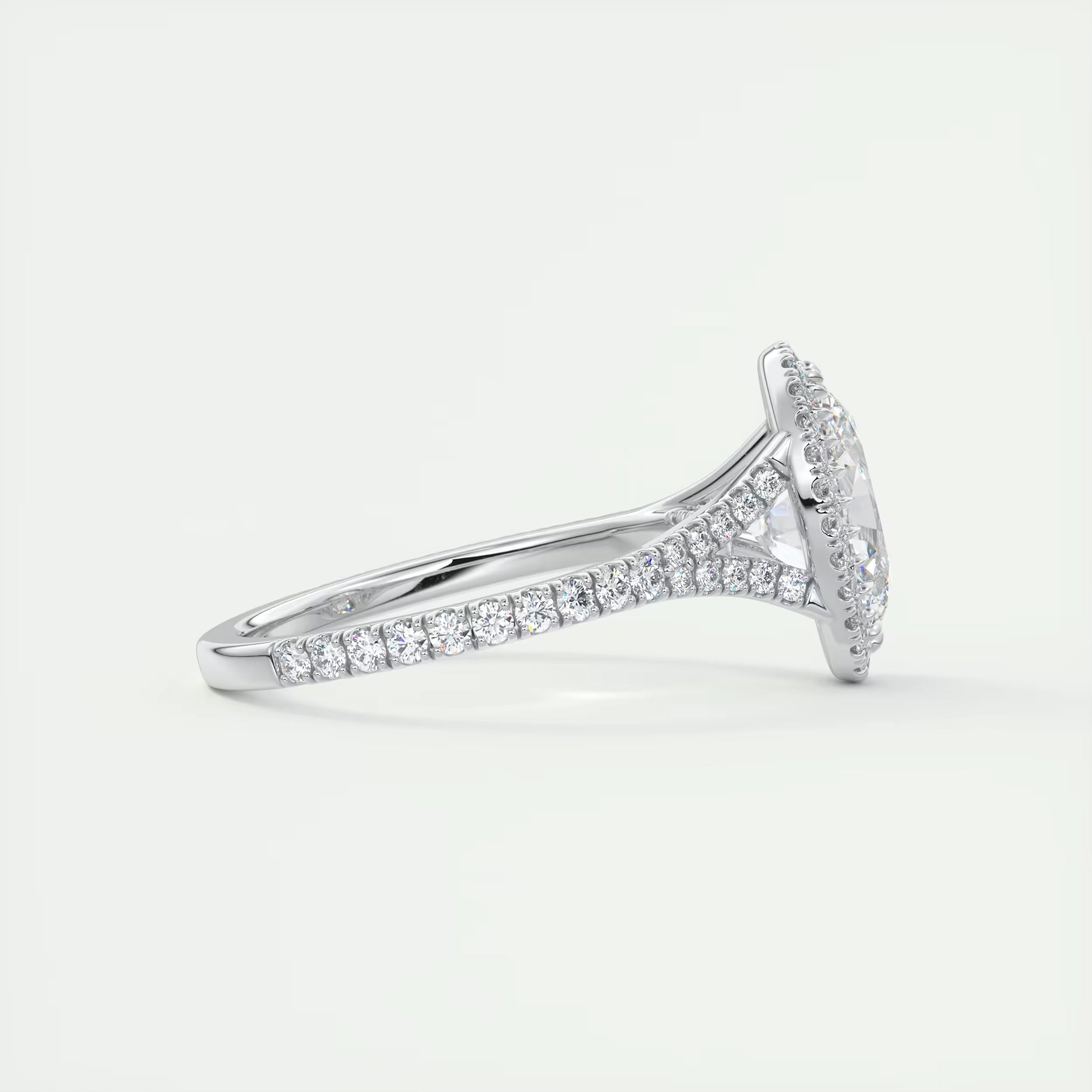 2.60 Ct The French Halo Oval Cut Diamond with Miniature Prongs Ring