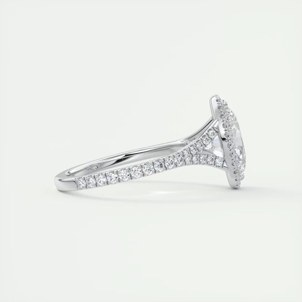 2.50 Ct The French Halo Oval Cut Diamond with Miniature Prongs Ring