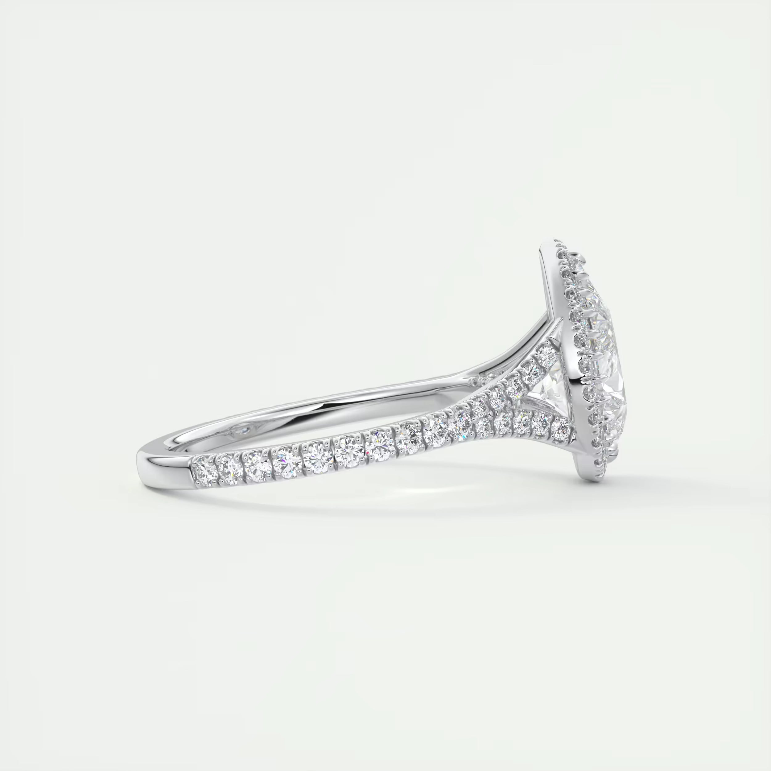 2.70 Ct The French Halo Center Stone Pear & Side Stone Round Cut Diamond with Miniature Prongs Ring