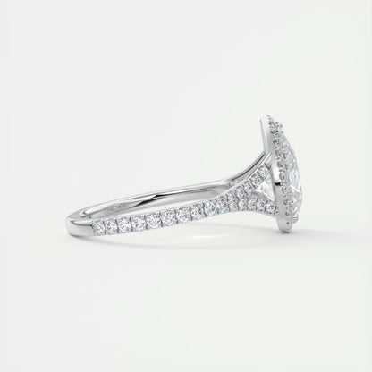 2.70 Ct The French Halo Pear Cut Diamond with Miniature Prongs Ring