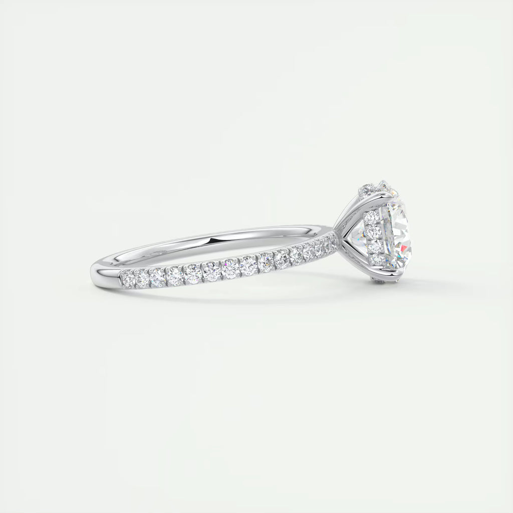 2.50 Ct Round Solitaire Ring with 3/4 French Set Pave & Hidden Halo Engagement Rings