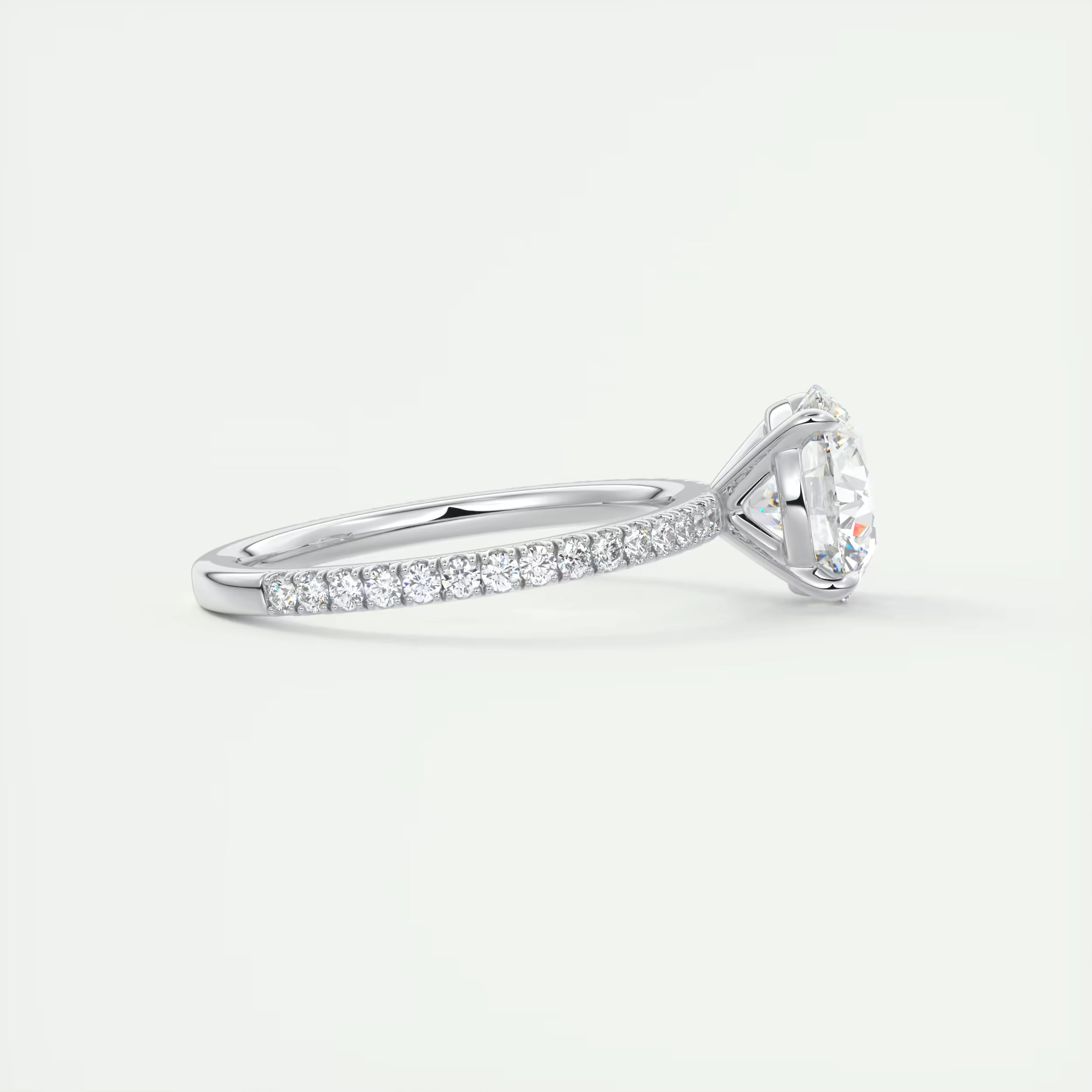 2.50 Ct Round Solitaire Ring with 3/4 French Set Pave Engagement Rings