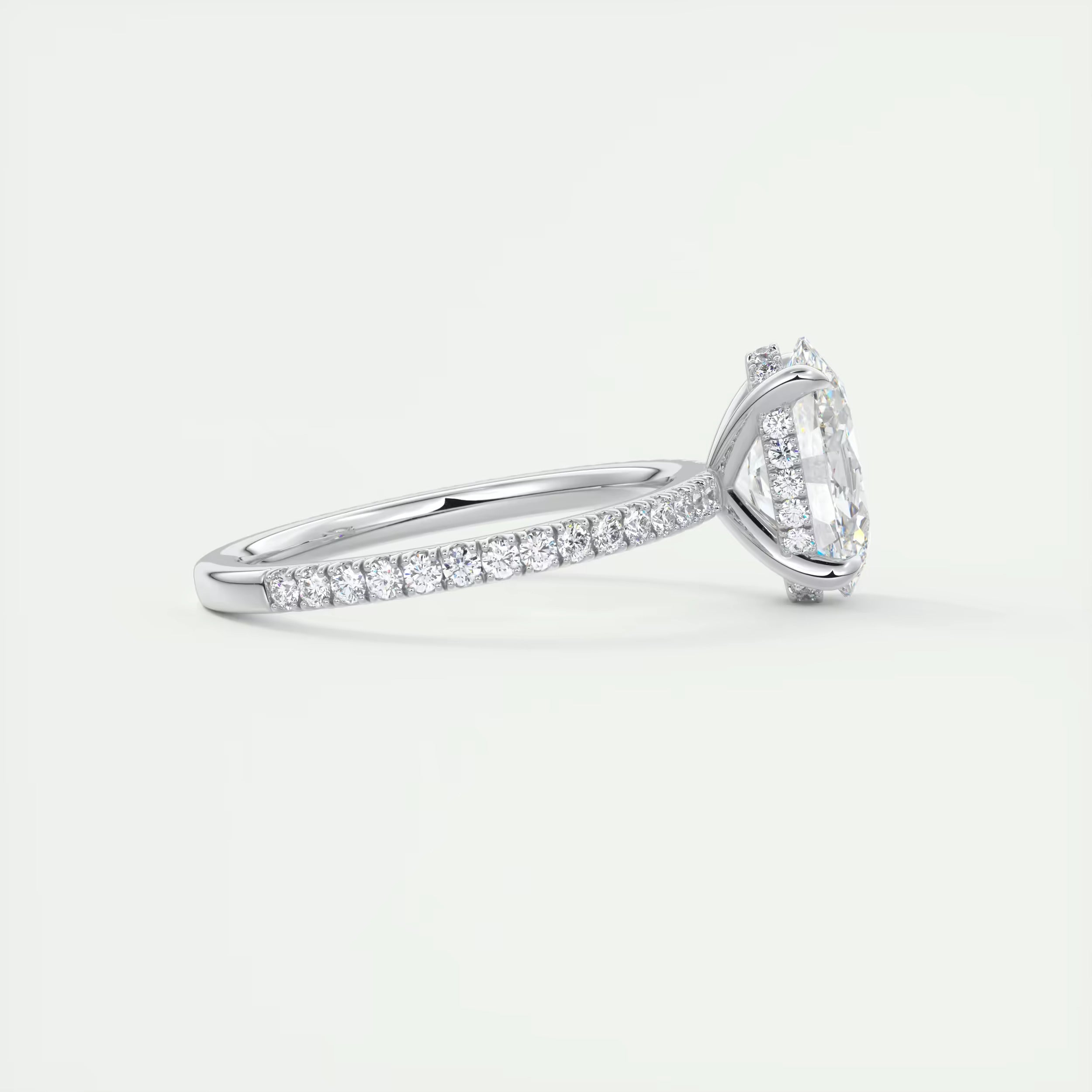 2.30 Ct The Harper Deluxe  Oval Hidden Halo Pave Setting Ring