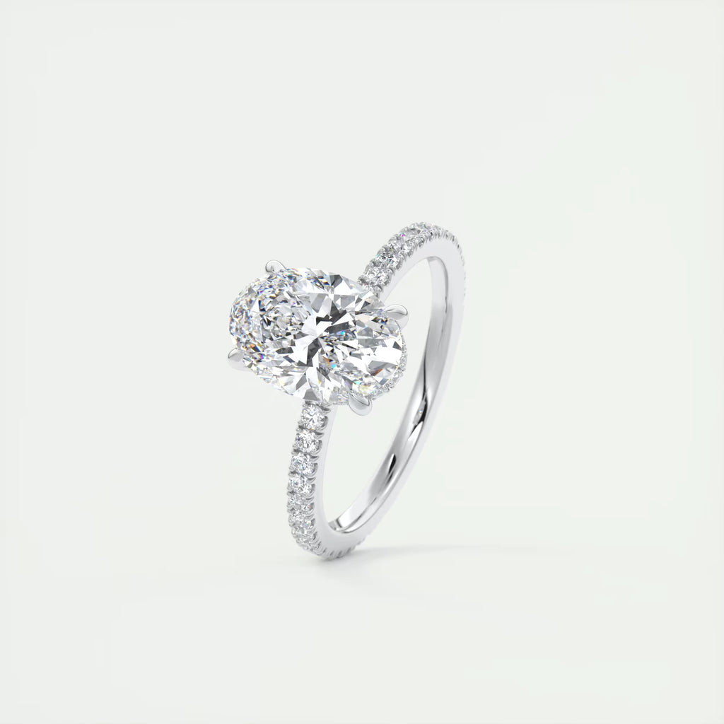 2.30 Ct The Harper Deluxe  Oval Hidden Halo Pave Setting Ring